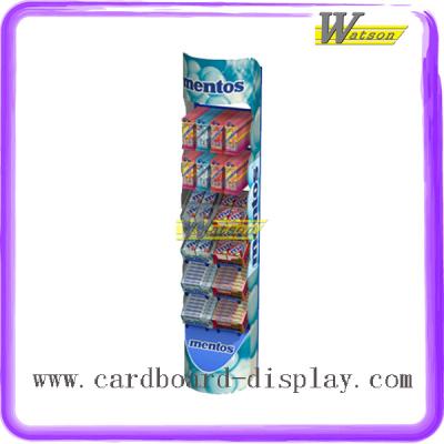 China New Supermarket Mentos Candy Cardboard Paper Floor Display Stand for sale