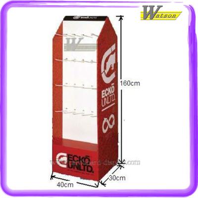 China Custom paper display stand of recyclable cardboard with hooks for Ecko Unltd or other products for sale