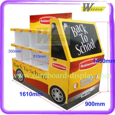 China School Bus Shaped Dinner Box Sales Cardboard Pallet Display School Bus Shaped Dinner Box Sales Cardboard Pallet Display for sale