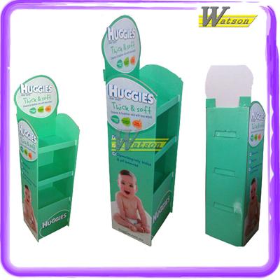 China 350G CCNB Paper+K3 Expanded Corrugated Retail Promotion Custom Printing Corrugated Flooring Display Rack For Baby Diapers for sale