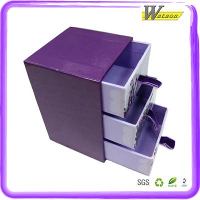 China Custom Printed 3 Tier Handmade Multifunctional Drawer Carboard Gift Box With Ribbon for sale