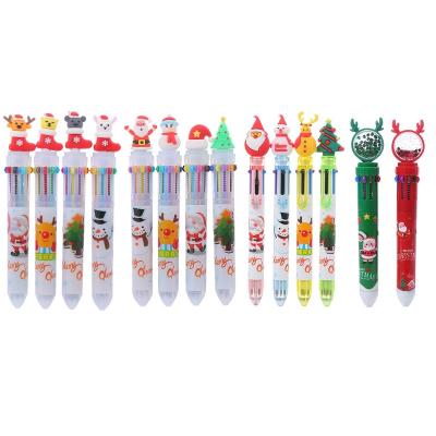 China Retractable Multicolor Pen Santa Lovely Christmas Tree Reindeer Snowman Ballpoint Pen For Students Kids for sale