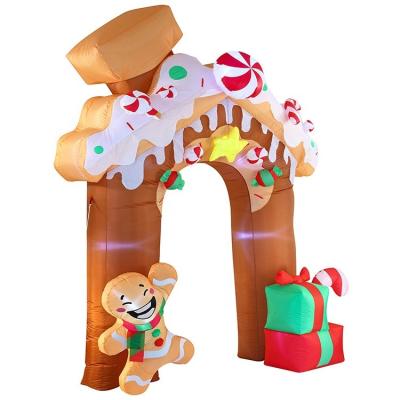 China Christmas Decor Indoor and Outdoor Inflatable Christmas Room Arch with Gingerbread and Gift Box for Xmas Party Decorations for sale