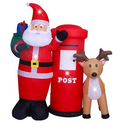 China Christmas Day Decoratiom 1.8m Inflatable Christmas Santa Mailbox Gift Bag Elk Inflatable Luminous Inflatable for sale