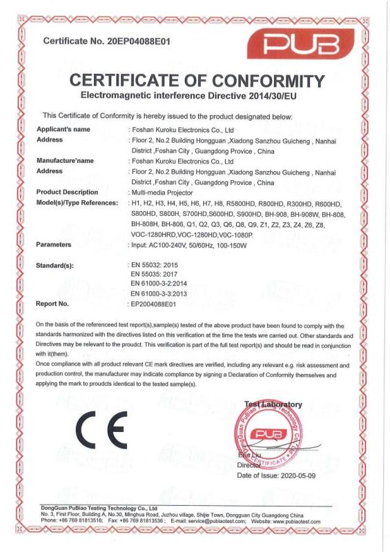 CE - Foshan Kuroku Electronics Co., Ltd.