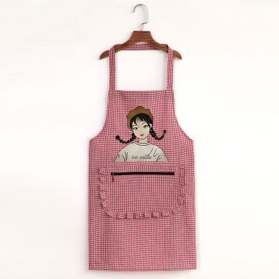 China Simple Housekeeping Cleaning Apron Custom Logo Washed Cotton Apron for sale