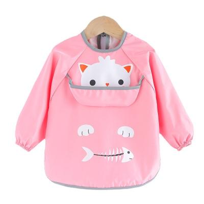 China Baby Feeding Apron Washable Anti-Dressing Four Season Shirt Cartoon Eating Clothing Waterproof Long Sleeved Bibs for sale