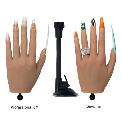 China Eco-friendly Silicone Manicure Practice Hand Model With Joints Silicone Nail Piece Prosthetic Prop Practice Hand Prop Bendable Matching Model for sale