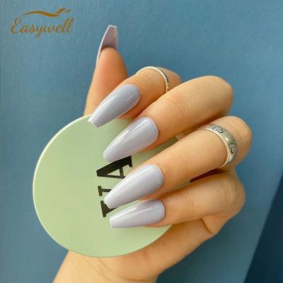 China Manufacture 28pcs Durable Blue Medium Coffin Nails Summer Fake Press On Nails Tips Wholesale Nails Luxury for sale