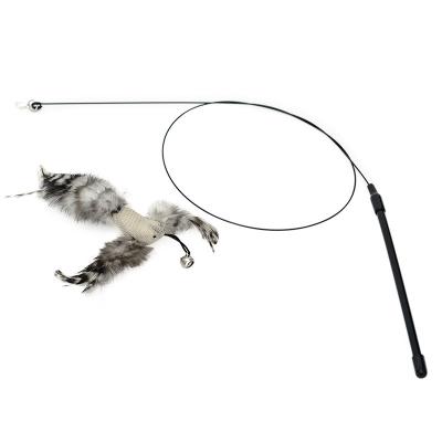 China 2022 Feather Stocked Funny Bird With Feather Bells Toy Feather Bells Cat Funny Pet Toy Hot Selling Bird Cat Pet Toys for sale