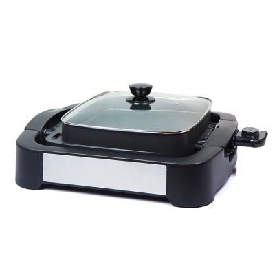 China Hotel 2 In 1 Table Top Non-Stick Electric Grill /Griddle With Hot Pot Function for sale