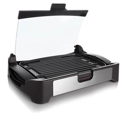 China Hotel 3 in 1 Reversible Table Grill Griddle with Detachable Plate, with Glass Lid and Adjustable Temperature Control BBQ for sale