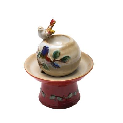 China American Handmade Ceramic Bird Hand Painted Desktop Decoration Indoor Water Fountain for sale