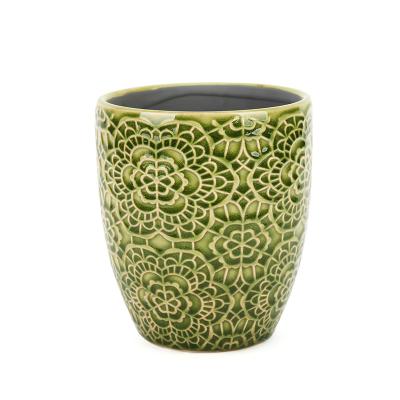 China Modern Flower Glazed Modern Ceramic Pot Flower Pots Indoor Decorative Planters for sale