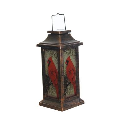 China Waterproof Vintage Lantern Outdoor Indoor Outdoor Hanging Solar Decoration for Garden Patio Red Cardinal for sale