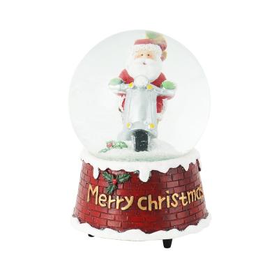 China Europe Resin Christmas Water Glass Snow Globes With Decorative Snowflakes Music Box Ornaments Dancing Snow Globe for sale