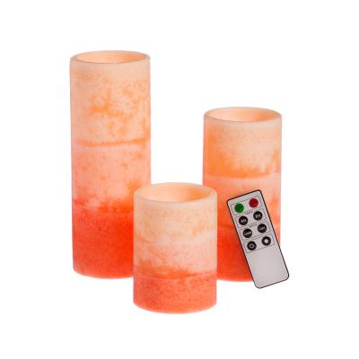 China Micro Red String Color Rock Salt Led Pillar Candle LED Flameless Relighting Light Flameless Flickering Candle with Outside for sale