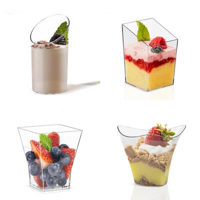 China With Handle Transparent Oblique Round Square Cup Twisted Edge PS Design Foam Pudding Hard Plastic Thickened Cup for sale