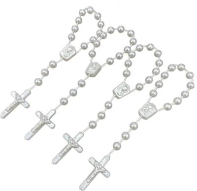 China 30pcs Plastic Cross Baptism Five-color Mini Rosary Beads Recuerditos Christening Accent Favors Decenarios Cross Rosary for sale