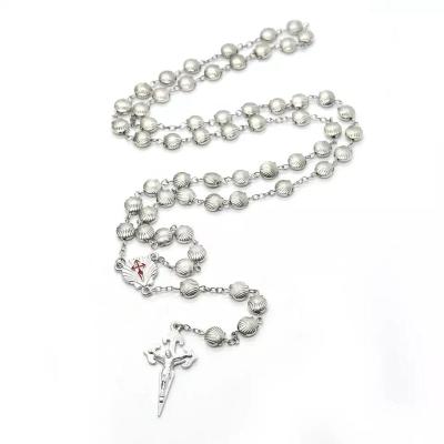 China CLASSIC Holy Sea Styles Camino De Santiago Metal Shell Rosary Beads Retro Necklace Religious Silver Shell Beads for sale