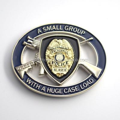 China Global Zinc Alloy Soft Police Detective Die Casting Enamel Coin Badge With Gun Cross Coin for sale