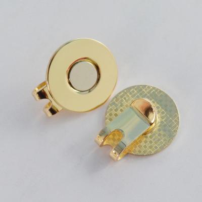 China Golf Ball Marker Cap Clip Strong Shiny Gold White Magnetic Cap Cut No Mold Fee for sale