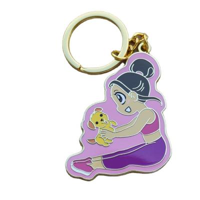 China Factory Price Cute Cute/Pet Girl and Dog/Girl Hard Enamel Cartoon Key Chain Key Ring for sale