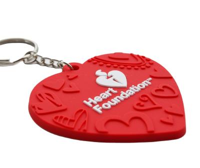 China Cheap Soft PVC Rubber Key Chain Red Heart Shaped Rubber Key Chain for sale