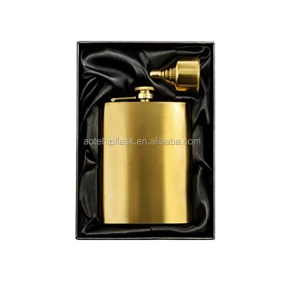 China 8 oz Gold Hidden Hip Flask Liquor Gift with Gold Funnel for sale