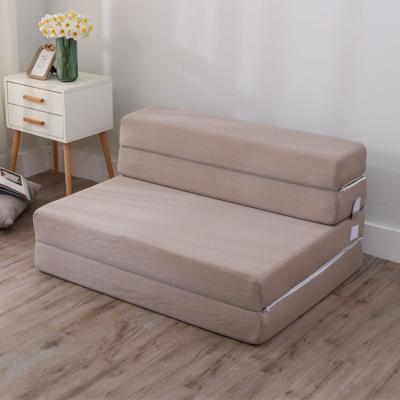 China 3 Fold Foldable Single Bed Living Room Sofas Bed Furniture Sponge Soft Foldable Memory Foam Slim Mattress for sale