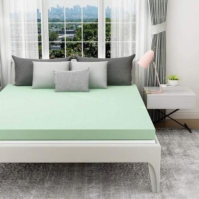 China Hot Selling Cooling 3 Inch Green Tea Memory Slim Compressed Foam Mattress Topper Bed for sale