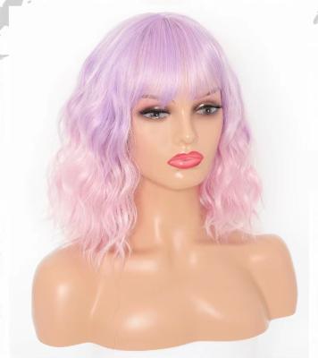 China Deep Wave Pastel Wavy Custom Different Styles Wig Wholesale Short Colored Synthetic Hair Wigs for sale