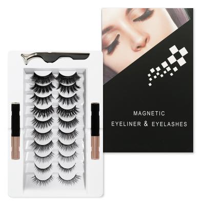 China Wholesale Customized Thick Magnetic Eyelash 3D Lashes Private Label Easy Use With Free Design Magnetic Eyelash With Eyeliner for sale