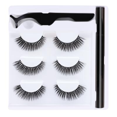 China High Quality Easy Adhesive False Eyeliner 3Pair Box Eyeliner 3Pair Wear Self Adhesive Eyelashes With Eyeliner Pen for sale