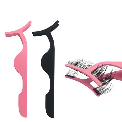 China Private Label Custom Pink Makeup Eyelash Work Logo Plastic Lashes Applicator Tweezers Bulk Magnetic Lash Tweezers Packaging False Eyelash Tweezers for sale