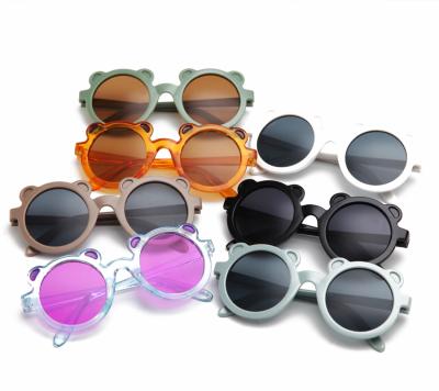 China Round Cute Cartoon Bear Shape Frame Children Kids Sun Glass Street Beat Sunglasses for Girls and Boys for sale