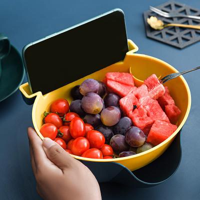 China Double Layer PP Layer Basin Snack Storage Box Kitchen Wash Bowl Fruit Sustainable Plastic Draining Vegetable Drain Basket for sale