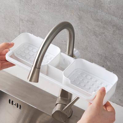 China Plastic Bathroom Sponge Kitchen Rack Drain Basket Faucet Storage Shelf for sale