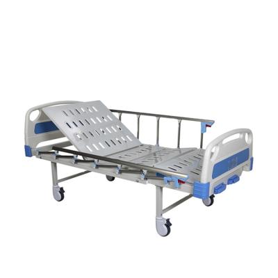 China Cheap Hospital Bed BT-AM202 Hospital Bed 2 Birdcatcher Crank Back Manual Medical Steel Adjustable Bed With Side Rails Wheels Price for sale