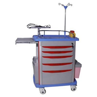 China BT-EY001B Anti Corrosive Hospital Resuscitation Crash Trolley Medical Emergency Trolley CPR Panel 5 Drawers Cheap Price for sale