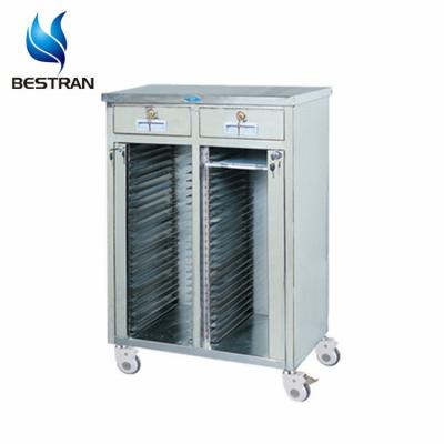 China BT-CHY003 Hospital 304 Stainless Steel Easy Clean Patient Record Trolley , Mobile Care Nursing Carts Two Tiers Medical Record Case for sale