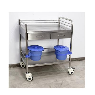 China Hospital BT-SIT023 Stainless Steel Anti Corrosive Cheap Medical Surgical Instrument Cart Dressing Trolley 2 Drawers Price for sale