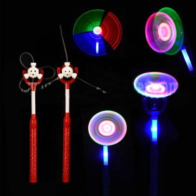 China Cosplay Fiber Windmill Lantern Magic Spinning Wands Glow Rainbow Stick Spinning Windmill Glows Toy Flashing LED Sun Toy for sale