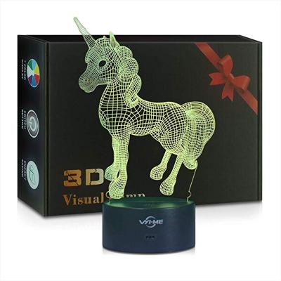 China 3D Lamp, Unicorn Illusion Night Light Visual LED Night Light for Nursery Bedroom Office Table Decoration Birthday Christmas Party Perfect Gifts Play for sale