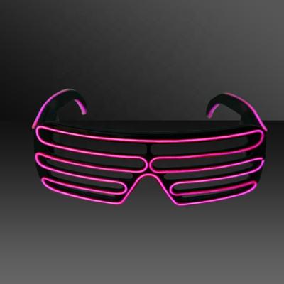 China PS LED Light Up Shutter Shades Glass Party Flashing EL Recharged Wire Neon Glasses For Carnival Halloween Disco Bar DJ Glow for sale