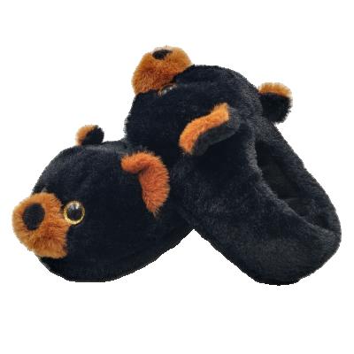 China Factory Direct Sales Eco-friendly Plush Slippers Custom Black Bear Plush Animal Slippers For Kids for sale