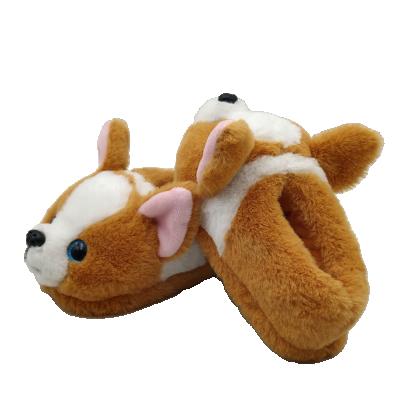 China High Quality Cute Eco-Friendly Customized Cute Plush Dog Animal Slippers With Soft Sole For Kids for sale