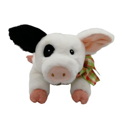 China Hot High Quality Amazon OEM/ODM Wholesale Custom Stuffed Pig Sitting 14 Inch Soft Plush Toy With Ribbon for sale