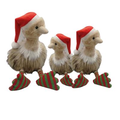 China New Design Custom Cute Plush Toy OEM/ODM 10.5inch High Stack With Hat Christmas Ostrich Soft Stuffed Toy for sale