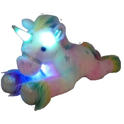 China Wholesale Custom High Quality Cute Soft Light Music 14.5 Inch Laydown Unicorn LED Amazon OEM/ODM Plush Toy/Sound Chip Stuffed Toy for sale